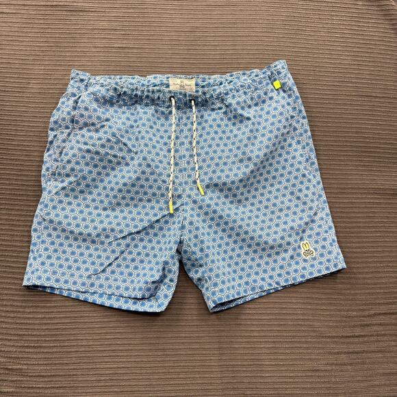 Psycho Bunny Swim Trunks Mens Medium Geometric Quick Dry Board Shorts - Picture 1 of 7